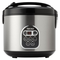 Aroma ARC-150SB 20-Cup (Cooked) Digital Rice Cooker and Food Steamer, Black/Silver