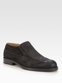 A distinctive look that exudes refined sophistication, this sleek slip-on is rendered in waxed suede and comfortable sole of rubber and nubuck leather.Suede upperLeather liningPadded insoleLeather/rubber soleMade in Italy