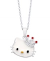 A crowning achievement. The sterling silver Princess Kitty pendant from Hello Kitty features a crown adorned with round crystal accents for a lustrous effect. Approximate length: 18 inches. Approximate drop: 3/4 inch.