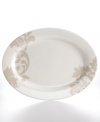 Bold design and uncompromising quality make the Lisbon oval platter easy to love. Embrace stenciled grey florals or mix and match with equally fresh Banded dinnerware, also by Martha Stewart Collection.