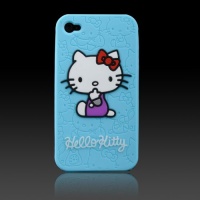 Hello Kitty Embossed Blue Flexa silicone case cover for Apple iPhone 4 4G 4S