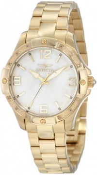 Invicta Women's 11722 Wildflower Mother-Of-Pearl Dial 18k Gold Ion-Plated Stainless Steel Watch