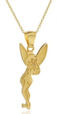 Disney Tinkerbelle Gold Over Sterling Silver Pendant Necklace and 18 Chain