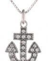 Judith Jack Double Impact Sterling Silver and Marcasite Anchor Pendant Necklace, 18