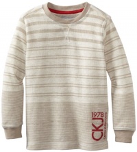 Calvin Klein Boys 2-7 Long Sleeve Striped Thermal, Grey, 4