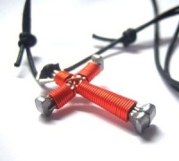 Orange Horseshoe Nail Cross Necklace