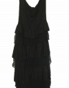 Juicy Couture Silk Chiffon Cascading Ruffle Dress Black - Size P