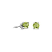 14k White Gold Round Peridot Stud Earrings