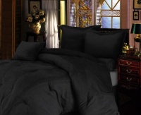 Chezmoi Collection 7 Pieces Solid Black Microsuede Comforter 104x92 bed-in-a-bag Set King Size