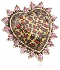 Betsey Johnson Leopard Heart Stretch Ring, Size 7.5