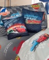 Lightning McQueen and characters from the hit Disney Cars movie bring a winning spirit to this soft decorative pillow featuring racing graphics and inspiring phrases. Printed reverse. (Clearance)