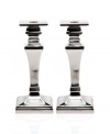 Dim the lights and elevate the room. Rendered in pure aluminum, Godinger's Square candlesticks decorate elegant spaces with classic sophistication.