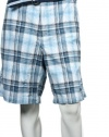 Club Room Plaids (Small) Blue/White Flat Front Walking Shorts