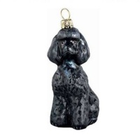 Joy to the World Collectibles European Blown Glass Pet Ornament, Toy Poodle, Black