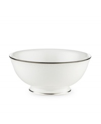 Express the best of taste at the table. Lustrous banded details add a crisp, clean finish to the white china fruit bowl.