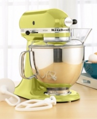 Retro styled and easy to use, the KitchenAid Artisan stand mixer is the perfect kitchen companion. Employing a unique tilting head to facilitate bowl and content removal, this mixer is undeniably handy. Hassle-free total replacement warranty and one-year full warranty. Model KSM150PS. Qualifies for Rebate