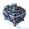 Celtic Flowered Twigs Birds Cut Away Blue Box Swarovski Crystals Jewelry FIGURINE