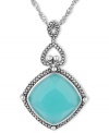 Liven your look with a chic, colorful drop. Genevieve & Grace's sparkling style combines cushion-cut blue glass (18-1/2 ct. t.w.) with glittering marcasite edges. Set in sterling silver. Approximate drop length: 18 inches. Approximate drop length: 2-1/8 inches. Approximate drop width: 1-3/8 inches.