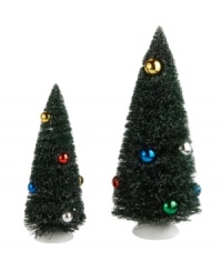 Improve the view. This pair of festively decked sisal trees landscapes your little Christmas community with wintertime greenery courtesy of Department 56.