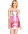 Covered in festive sequins -- and rocking chic, colorblock design -- this strapless party dress from As U Wish dares you to dazzle!