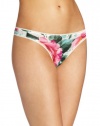 OnGossamer Women's Printed Mesh Hip Thong Panty, Rose Garden, M/L