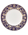 Embellished with intricate garlands, oval links and a fanciful dragon motif, this Wedgwood dinnerware evokes Europe's glorious Renaissance period. Rendered in deep blue and gold to transform any formal meal into a spectacular royal gala.