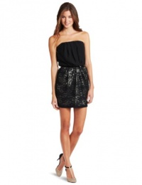 As U Wish Juniors Strapless Lace Dress With Pockets, Black, Small