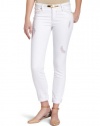 XOXO Juniors Contrast Stitch Denim Bottom, White, 13/14