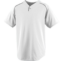 Augusta Sportswear Youth Wicking One-Button Baseball Jersey, White Black, Large