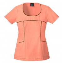 Baby Phat Fashionable Scoop Neck Scrub Top with Contrast Piping (Peach Serenade 3X)