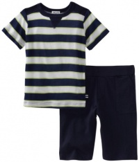 Splendid Littles Boys 2-7 Toddler Scarf Stripe Crew Neck Tee And Short, Navy, 4T