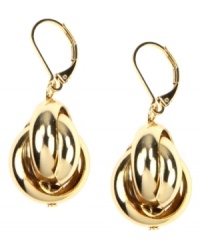 Round out your look. AK Anne Klein's regal open-cut drop earrings are crafted in gold tone mixed metal with a leverback closure. Approximate drop: 1-1/2 inch.