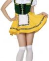 Beer Garden Girl Lace Up Corset Dress, Yellow Skirt, White Apron, Zip Back