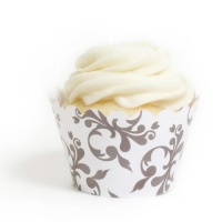 Dress My Cupcake Grey Filigree Cupcake Wrappers, Set of 12