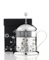 Add instant character to your kitchen with this attractive and unique screen-printed tea pot. The whimsical floral and butterfly pattern stands out on the stainless steel frame making it a great gift for a friend or the perfect present... to yourself. 1-year warranty.