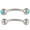 16g 16 gauge (1.2mm), 3/8 Inches (10mm) long - surgical steel eyebrow lip bars ear tragus rings earrings curved curve barbell straight bar with swarovski crystal clear and Aquamarine lot AINH - Pierced Body Piercing Jewelry- Set of 2