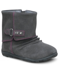 These boots were made for walking. She can kick it in comfort with these suede Pearl boots from Stride Rite.