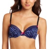 Betsey Johnson Women's Slinky Knit Plunge Bra, Wild Side Wild Blue, 34B