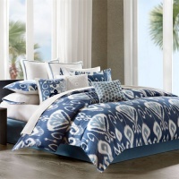 Echo Bansuri Textured 4-Piece Comforter Set, Blue, King