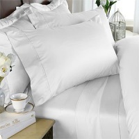 Egyptian Linen 600-Thread-Count Egyptian Cotton 600TC Duvet Set and 2 Shams, King, White Solid 600 TC