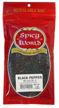 Spicy World Black Pepper Whole, 7-Ounce Pouches (Pack of 6)