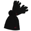 Nike Youth Girl's Hat & Glove Cold Weather Set - Youth 7/16 - Black/Red Swoosh