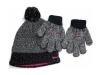 Nike Kids Girl's 4/6X Pom Pom Beanie Hat & Gloves Set (Black)