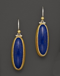 Lapis stones shine in a 24K yellow gold and sterling silver setting on Gurhan's Parliament earrings.