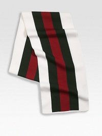 White with signature green/red/green web detail.70% wool/30% silk9½W X 70½LDry cleanMade in Italy