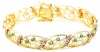 18k Yellow Gold Plated Sterling Silver Emerald and Diamond Accent Bracelet, 7.25