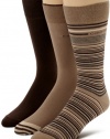 Calvin Klein Men's 3 Pack Stripe Crew Socks, Deep Khaki/Tarmac, 7-12