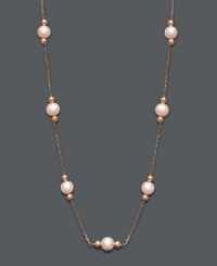 Make a solitary statement, or layer this sophisticated strand with other necklaces for a more modern look. Either way, this pink cultured freshwater pearl (6 mm) tin cup necklace is nothing short of extraordinary. Crafted in 14k rose gold. Approximate length: 18 inches.