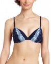 On Gossamer Women's Layered Luxe Lace Bra, Ink/Cornflower, 34C