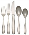 One for all. With place settings and serving pieces for 12, Reed & Barton's Palmer flatware set is a versatile go-to for every day and occasion. A hammered finish in stainless steel complements the contemporary table.